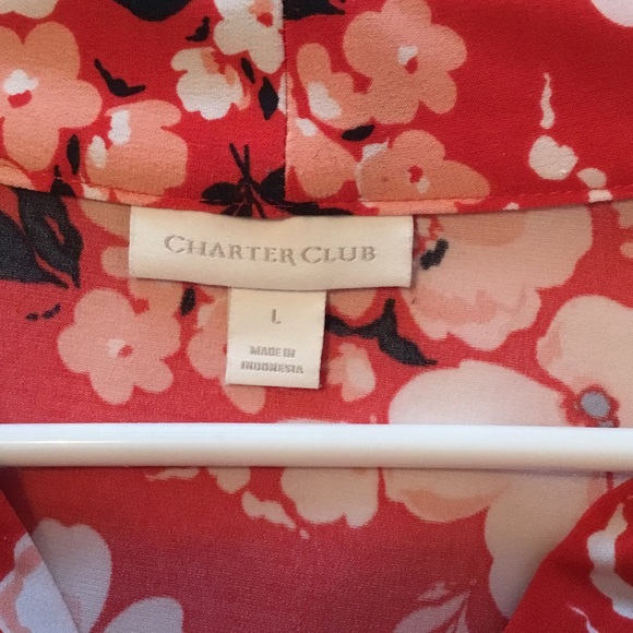 Charter Club Red Floral Blouse - Picture 3 of 4